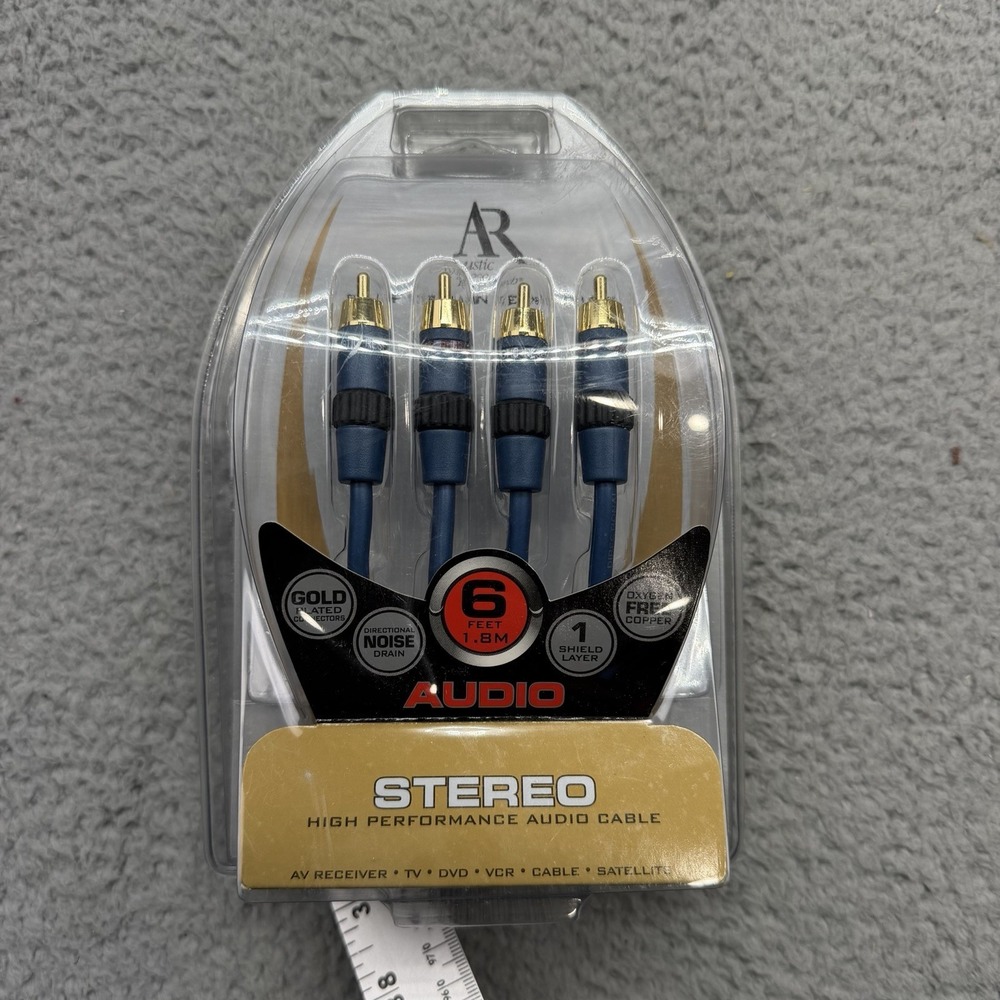 NIP Acoustic Research AP031 6 ft Gold Plated RCA Connectors Stereo Audio Cable